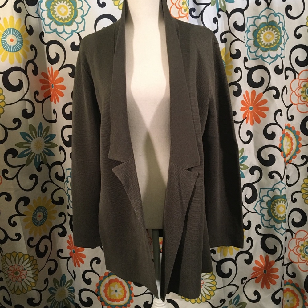 Eileen Fisher olive green jacket sweater SZ L